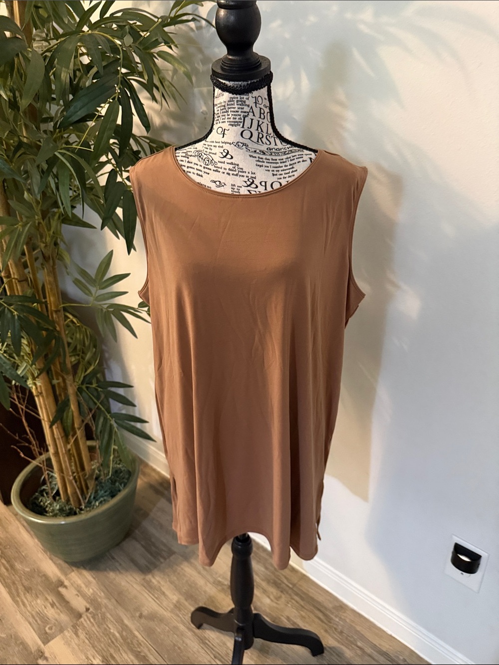 Zenana Outfitters Relaxed Scoop Neck Tank - Tan